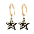 Star-shaped earrings with gold metal hooks and black acrylic pendants set with white zircons - Black