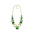 Elegant gold chain necklace with green marble effect acrylic discs and adjustable links - Choker Necklace / Dark Light Green