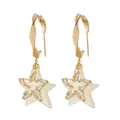 Star-shaped acrylic drop earrings with white zircons and gold-plated metal hooks - White