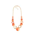 Chic necklace featuring orange acrylic discs and golden rings on a fine gold-tone chain - Choker Necklace / Orange