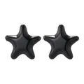 Orecchini a perno minimalisti in acrilico nero a forma di cuore e stella per donna - Nero Solido