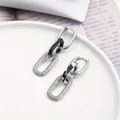 Hängeohrringe mit marmoriertem Harzglied und funkelndem Strass-Ovalanhänger in Silber - Schwarz Weiß Marmor Ovales Glied (EH00139)