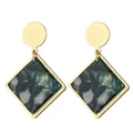 Boucles d'oreilles pendantes géométriques dorées et vert foncé avec losange minimaliste - Rhange Géométrique Vert Foncé (EH00123)