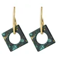 Grüne Marmor-Resin-Ohrringe im Quadrat-Design mit Goldhaken und Aussparung - Grüner Marmor Textur Quadratisch Hohl (EH00142)