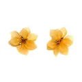 Elegant semi-transparent yellow acrylic flower earrings with gold center studs - Flower Studs / Translucent Yellow (EH00211)
