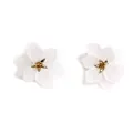 Minimalist white flower earrings with gold center petals and a translucent acrylic finish - Translucent Cream White (EH00211)