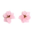 Elegant pink acrylic flower stud earrings with golden stamens in a matte finish - Translucent Pink (EH00211)