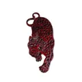 Leopard pendant in red acrylic with black spots and a metal ring for versatile use - Dark Red