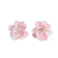 Chic Korean style acrylic flower earrings in pearl white and pink with crystal center - Pink and White (EH00213)