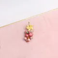 Grape pendant earrings in gold and marbled pink beads with elegant Korean floral style - Pink (EH00220)