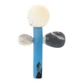 Broche en acrylique artistique avec barre bleue et motif de feuilles marbrées - Blanc Lait (XZ00065)