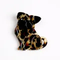 Broche carlin en acrylique à motif léopard avec une finition brillante - Broche Léopard Café