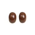 Elegant glossy brown acrylic oval stud earrings for women with a minimalist luxury style - Oval Style (EH00199) / 0199 Coffee