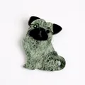 Modische Mops-Hunde-Brosche aus Acryl mit einzigartiger hellgrüner Marmorierung - Grün Silberdraht Brosche