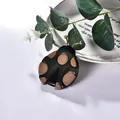 Handmade ladybug brooch in dark green resin with gold metallic feelers on white background - Dark Green