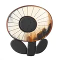 Minimalist acrylic sunflower brooch with tortoise shell texture on a white background - Dark Coffee Large Flower