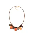 Collier bohème en acrylique avec pendentifs géométriques en résine marbrée orange - Style Pendentif Bohème / Orange Foncé + Café Gris