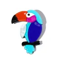 Handgefertigte Tukan-Vogelbrosche aus Acryl mit blauem Kopf und orangefarbenem Schnabel - Königsblau Papagei Stil (XZ00102)