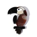 Handgefertigte Tukan-Vogel-Brosche aus Acryl mit Marmortextur und Schildpatt-Finish - Weißes Wasser Muster Hellkaffee Papagei Stil (XZ00102)