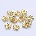 Detailed view of 14k gold-plated 5-petal flower spacer beads for DIY jewelry making - Outer Diameter 6mm / 18K Gold Plated