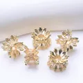 Set de 5 piezas de cuentas espaciadoras florales bañadas en oro 18K para joyería DIY - Pequeño / Color Dorado Relleno de Oro 14K