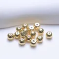 Polished 18K gold plated 5mm round metal spacer beads for DIY jewelry making - Round Ball Style (Q152) / 18K Gold Plated