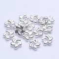 Polished silver plum blossom spacers for DIY jewelry making with metallic flower shape - Outer Diameter 6mm / Silver (Color Retention)