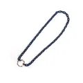 Collar bohemio de varias capas con eslabones azul oscuro mate y cierre de metal dorado - Cadena Gruesa Azul con Anillo Dorado (XL00039)