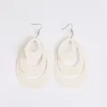 Elegant multi-layered teardrop acrylic earrings in creamy white finish for women - Teardrop Nested Design (EH00037) / White
