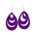 Three-layer purple acrylic teardrop hoop earrings with retro layered drop design - Teardrop Nested Design (EH00037) / Purple