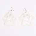 White flower-shaped acrylic earrings with multi-layer hollow design and silver hooks - Star Nested Design (EH00039) / White