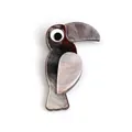 Broche toucan en acrylique fait main avec texture marbrée marron et blanche - Style Oiseau Café Foncé Clair (XZ00116)