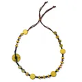 Collana etnica con dischi in acrilico giallo e cordino marrone regolabile - Giallo Senape