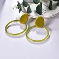 Acetate acrylic earrings with mustard yellow stud and translucent green geometric hoop - Mustard Yellow And Green (EH00002)