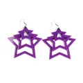 Minimalist purple acrylic earrings featuring a triple-layered star-shaped drop design - Hollow Star Nested Design (EH00041) / Purple