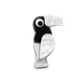 Künstlerische Tukan-Vogelbrosche aus schwarz-weißem Acryl mit Marmor-Textur - Schwarz Grau Weiß Vogel Stil (XZ00116)