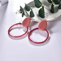 Pink geometric resin hoop earrings with round acrylic acetate rings in minimalist style - Pink And Pink (EH00002)