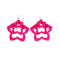 Minimalist fuchsia acrylic earrings with a three-layer nested star design and silver hooks - Floral Nested Design (EH00039) / Rose Red
