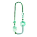 Collana lunga in perline stile boho con pietre verdi in resina e pendente tondo - Verde chiaro