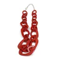 Collana a catena grossa in acrilico rosso con texture marmorizzata e chiusura silver - Motivo ad Acqua Rosso