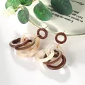 Boucles d'oreilles bohèmes en acrylique avec couches de marbre marron et crème - Café (EH00057)