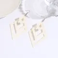 Minimalist cream white acrylic earrings with layered geometric rhombus drop design - Rhombus Nested Design (EH00038) / White