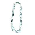 Collana con dischi ondulati in acrilico, texture marmo in sfumature blu e verde - Blu Verde Stellato