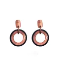 Boucles d'oreilles créoles géométriques en acrylique noir et or rose style vintage - Rose Orangé (EH00052)