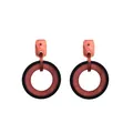 Boucles d'oreilles géométriques rétro en acétate et acrylique bicolore rouge noir - Rouge Corail (EH00052)