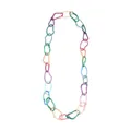 Collana in acrilico colorato con vivaci anelli multicolori semitrasparenti a catena - Arcobaleno
