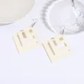 Minimalist cream acrylic nested square drop earrings with elegant matte finish - Square Nested Design (EH00040) / White