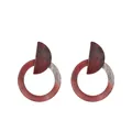Acetate acrylic geometric hoop earrings in deep red agate and marble pattern finish - Dark Red Water Pattern Style(EH00047)