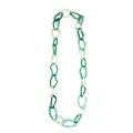 Lunga collana in acrilico con anelli geometrici irregolari verde scuro e verde chiaro nebuloso - Verde Cielo Stellato