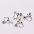 Silver screw-on clip-on earring converters with 4mm cubic zirconia for non-pierced ears - White K/Silver